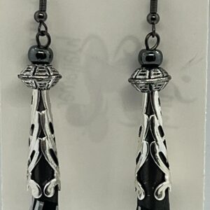 SOLD Black and Silver pod Earrings