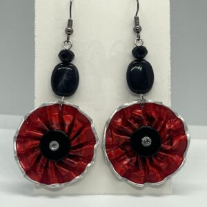 Red bloom dangle earrings