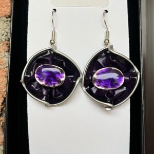 Purple pod earrings